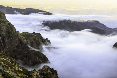 Scenic view of sea against cloudy sky