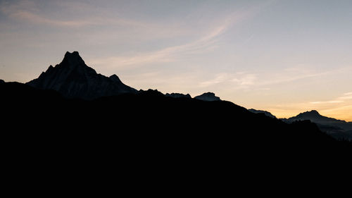 Silhouette of mountains at sunset