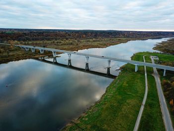 High angle view of river against sky