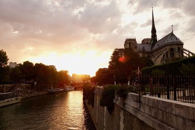 View of historical building at sunset