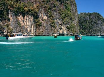 View of boats in sea