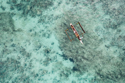 High angle view of boat in sea