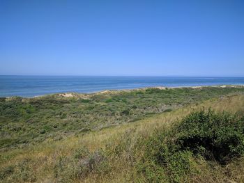 Scenic view of sea against clear sky