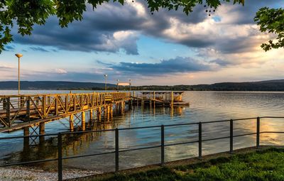 Radolfzell solar boat on lake constance in sunset