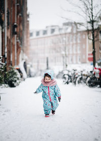 Portrait of girl in snow