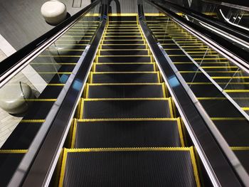 High angle view of escalator