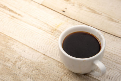 High angle view of coffee on table