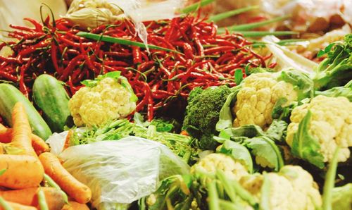 Close-up of fresh vegetables in market