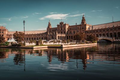 Reflection of buildings in water