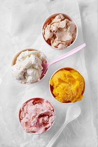 High angle view of ice cream in plate