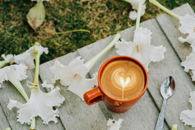 High angle view of coffee