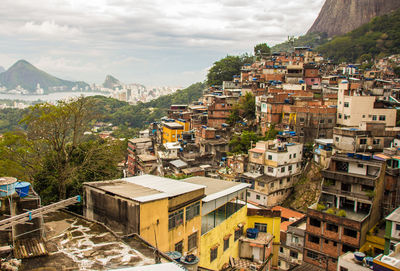 High angle view of buildings in favela rocinha 