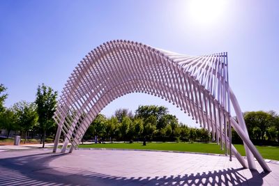 View of metallic structure against clear sky