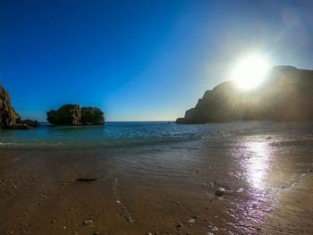 Scenic view of sea against clear sky