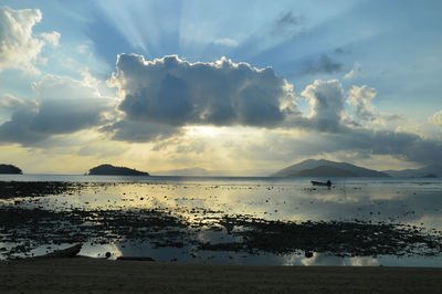 Scenic view of sea against sky at sunset