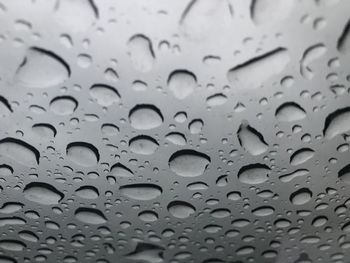 Full frame shot of raindrops on glass window