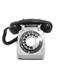 Close-up of telephone over white background