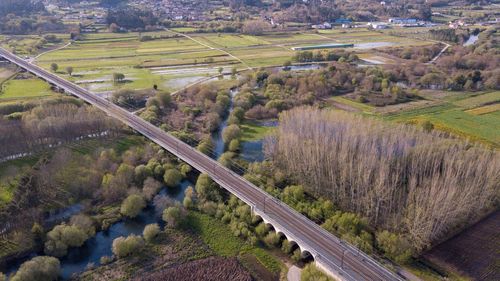 High angle view of agricultural field