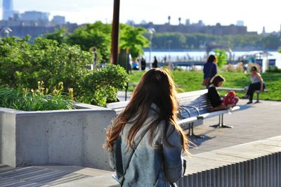 Young woman walking in park