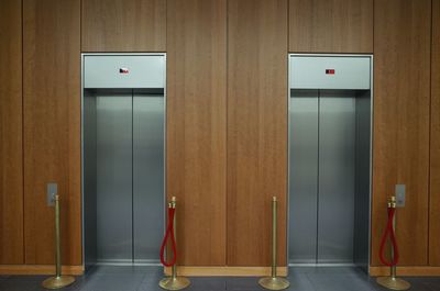Closed elevators in building
