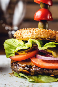 Close-up of burger