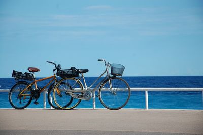 Bicycle parked on seaside