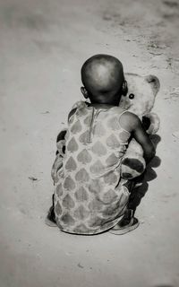 High angle view of crab on sand at beach