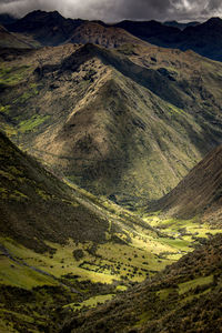 High angle view of mountain range