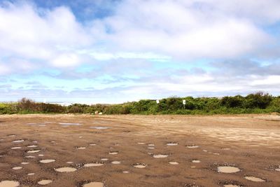 Scenic view of landscape against cloudy sky