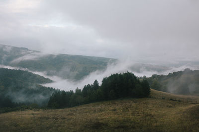 Scenic view of landscape against cloudy sky