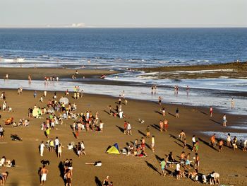 High angle view of people at beach