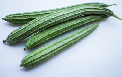 High angle view of green leaf on table