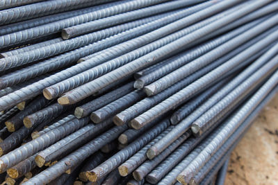 Close-up of rods in factory