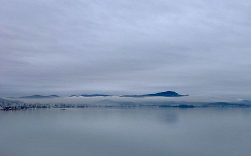 Scenic view of lake against sky during winter