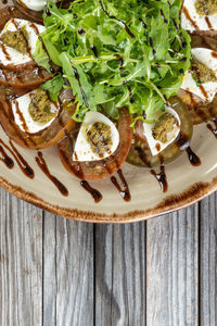 Close-up of food in plate on table