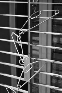 Close-up of metal railing on staircase