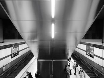 High angle view of people at subway station