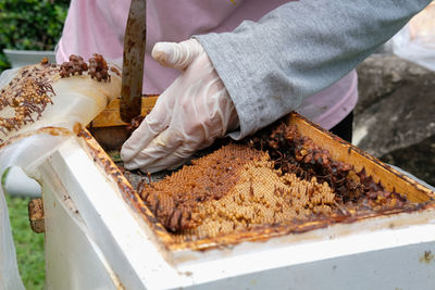 Close-up of hand holding ice cream