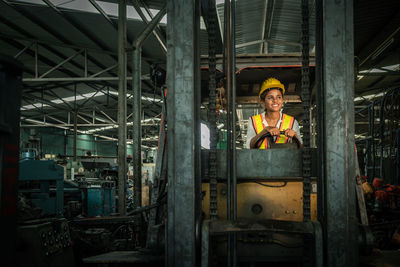 Female engineers are working on industrial machines.  concept industry.