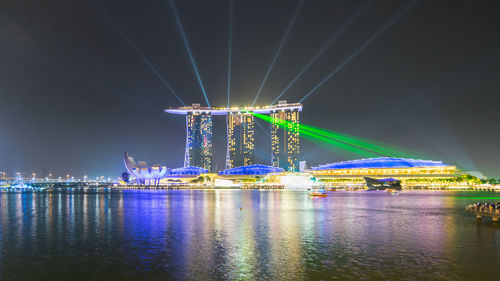 View of illuminated city at night