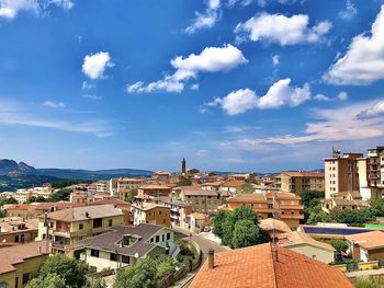 High angle view of townscape against sky