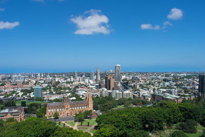 High angle view of city