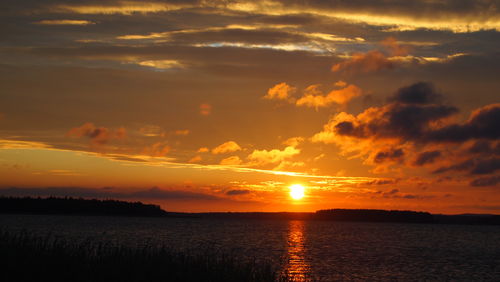 Scenic view of sunset over sea