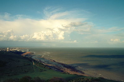 Scenic view of sea against cloudy sky