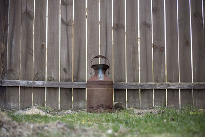 Metal structure in grass