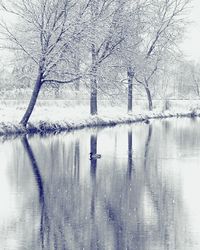 Scenic view of frozen lake during winter