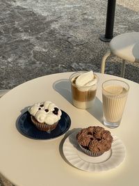 High angle view of food on table