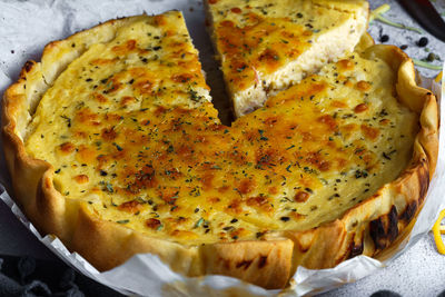 High angle view of bread in plate