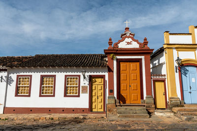 Entrance of historic building against sky