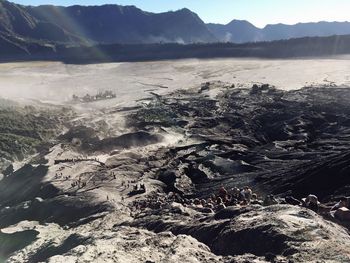 Aerial view of volcanic landscape